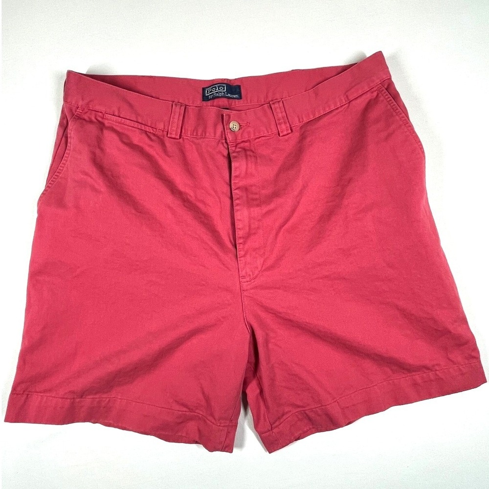 Polo Ralph Lauren Cotton Flat Front Shorts Size 38 Reddish Pink Mens